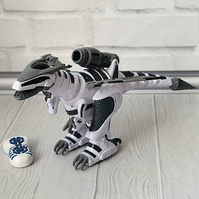 Робот-Динозавр іграшка дитяча на радіокеруванні Qilejun Dinosaur ходить і танцює з підсвічуванням Сірий (7097)