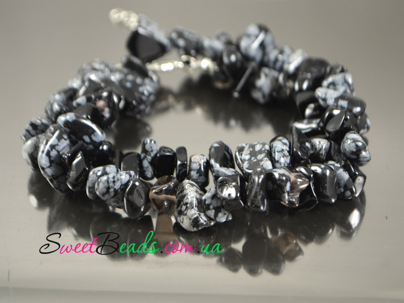 Велика низка 45 см, обсидіан, фото 1