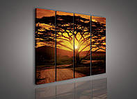 Модульная картина на холсте 4x30x80 см Дерево на закате (PS107S7)