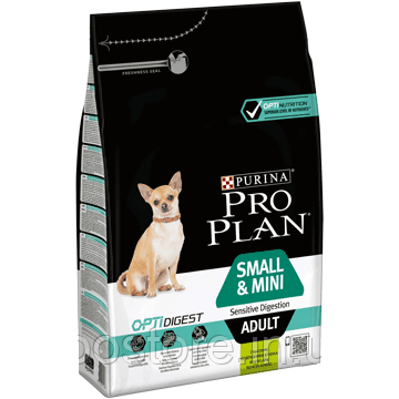 Корм сухий Purina PRO PLAN (ПРО ПЛАН) для дорослих собак дрібних порід з чутливим травленням (з ягням) 3 кг