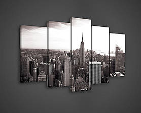 Модульна картина на полотні 2x20x40 см, 2x20x50 см, 1x20x60 см місто Нью-Йорк (PS1087S17)