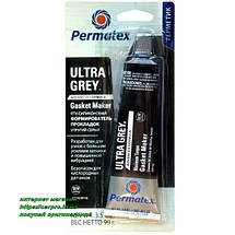 Високотемпературний сірий формувач прокладок Permatex Ultra Grey RTV Silicone Gasket Maker, фото 2