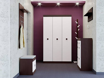 Передпокій Соната комплект 7 ЕВЕРЕСТ Венге + Білий.