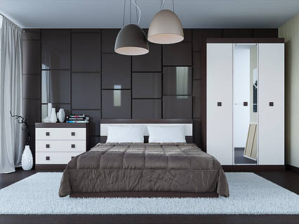 Спальня комплект 1 з дзеркалом ЕВЕРЕСТ Венге темний + Білий