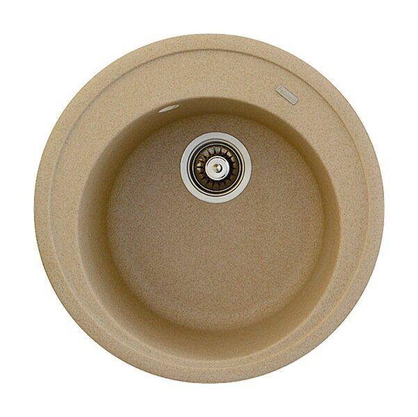 Гранітна кухонна мийка Fabiano Arc 51 Beige, бежева кругла кам’яна