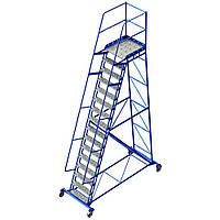 Платформенная складская лестница Н 4000 мм, лестница для монтажных работ передвижная