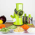 Овочерізка мультислайсер Tabletop Drum Grater. Механічна тертка для овочів і фруктів 3 насадки., фото 3