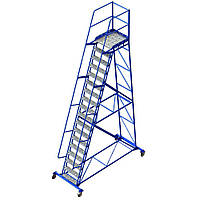 Лестница платформенная Н4500 мм, лестница складская с перилами, монтажная лестница