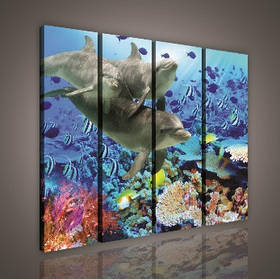 Модульна картина на полотні 4x30x80 см Підводний світ (PS116S7)