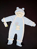 Комбинезон для новорождённых велюровый HappyTot Умка 62см светло-голубой 610