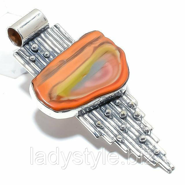 Кулон с натуральной яшмой императорской от студии LadyStyle.Biz купить браслет серьги украшения серебряные браслеты с волосатиком