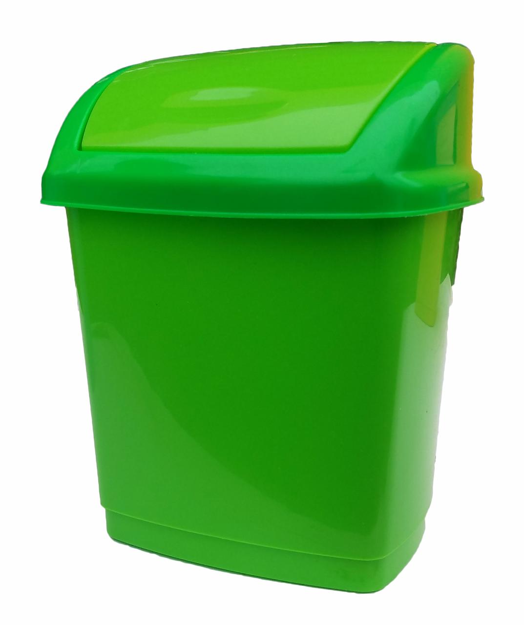 Відро для сміття пластикове "Домік" 5 літрів із поворотною кришкою зелений "Гризонт" + Відео