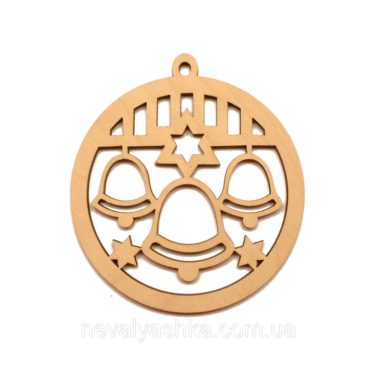 Дерев'яна Новорічна Ялинкова Іграшка "Дзвіночки в Кулі" 9 см Прикраса на Ялинку з Фанери