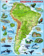 Пазл Larsen рамка-вкладыш Карта Южной Америки животный мир (на укр языке) серия Макси (A25-UA)