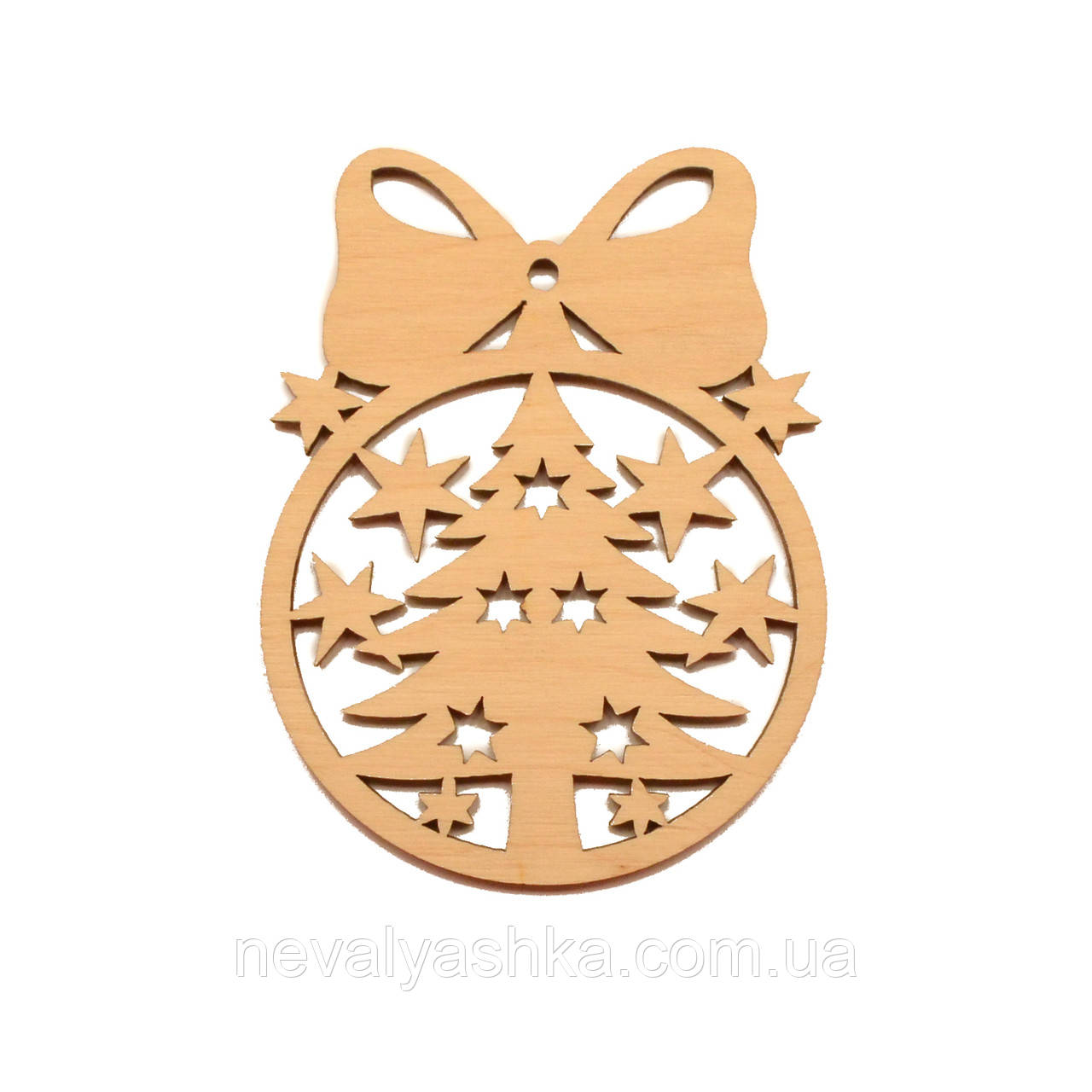 Дерев'яна Новорічна Ялинкова Іграшка "Ялинка в Кулі з Бантом" 9 см Прикраса на Ялинку з Фанери