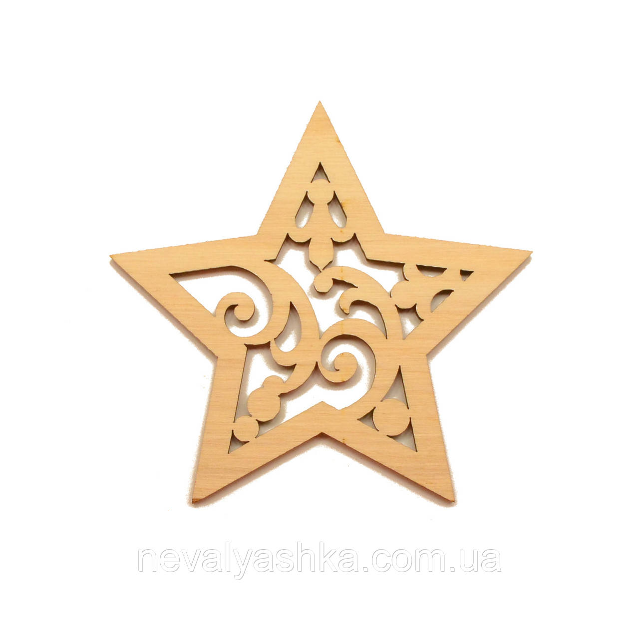 Дерев'яна Новорічна Ялинкова Іграшка "Зірка" 9 см Прикраса на Ялинку з Фанери