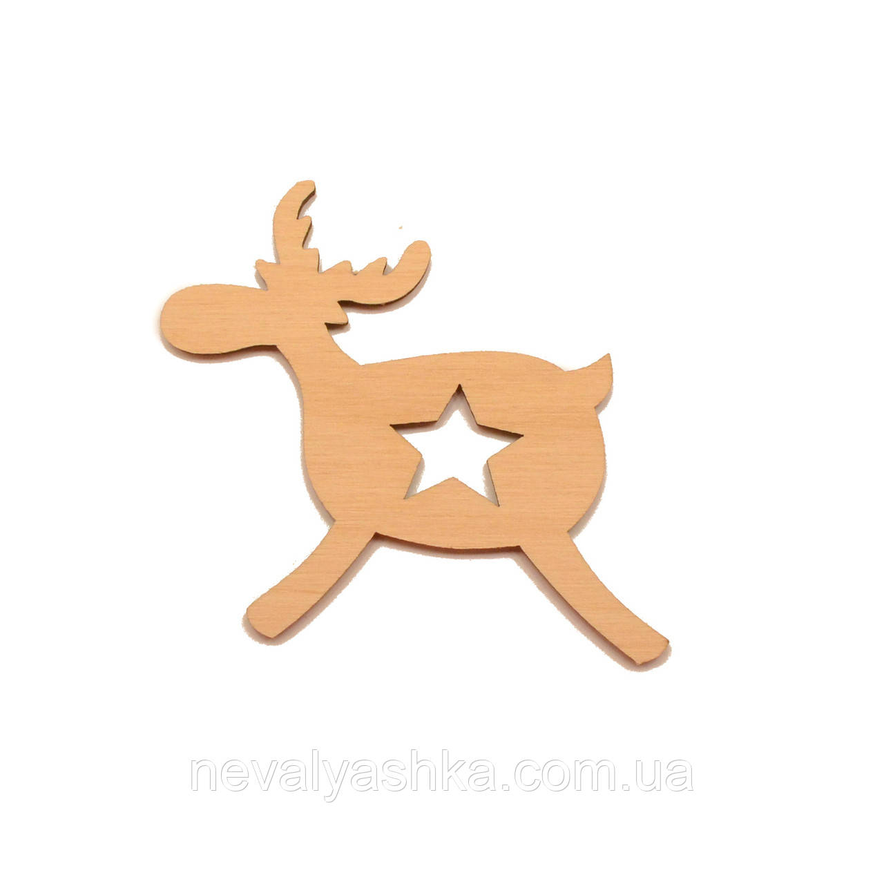 Дерев'яна Новорічна Ялинкова Іграшка "Олень зі Зірочкою" 9 см Прикраса на Ялинку з Фанери