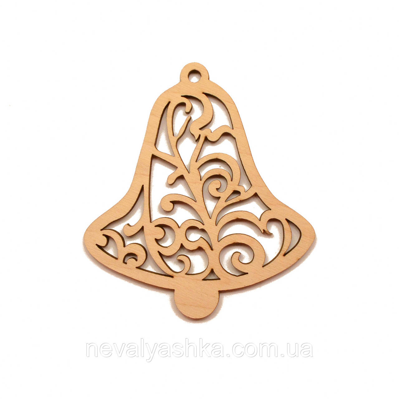 Дерев'яна Новорічна Ялинкова Іграшка "Дзвіночок" 9 см Прикраса на Ялинку з Фанери