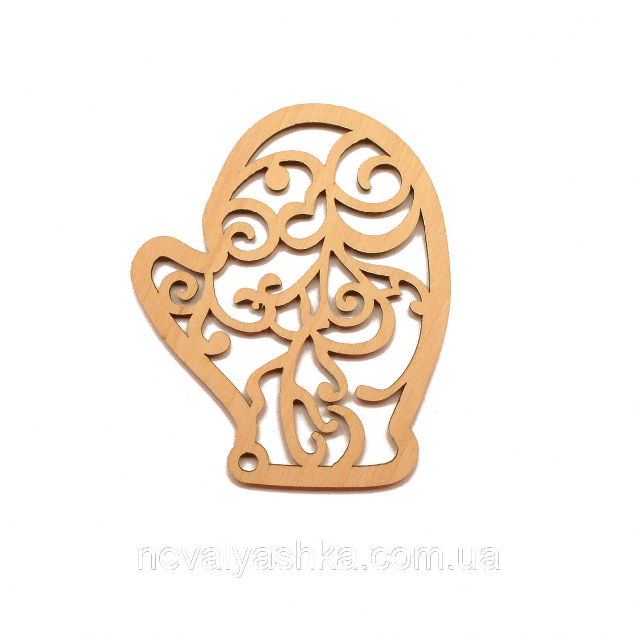 Дерев'яна Новорічна Ялинкова Іграшка "Рукавичка Рукавичка" 9 см Прикраса на Ялинку з Фанери