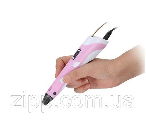 3D Ручка для детей + трафареты + 100 м пластика в подарок 3DPen с LCD дисплеем, 3D Ручка Розовая | 3д ручка - фото 4 - id-p1309857590