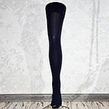 Бавовняні жіночі темно-сірі гетри, висота 65 см, трикотажні високі гольфи-панчохи, вище колін, фото 4