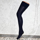 Бавовняні жіночі темно-сірі гетри, висота 65 см, трикотажні високі гольфи-панчохи, вище колін, фото 3