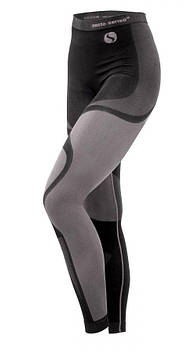 Термоштани жіночі спортивні Sesto Senso Active (original) зональні безшовні термолеггінси XL Чорно-сірі