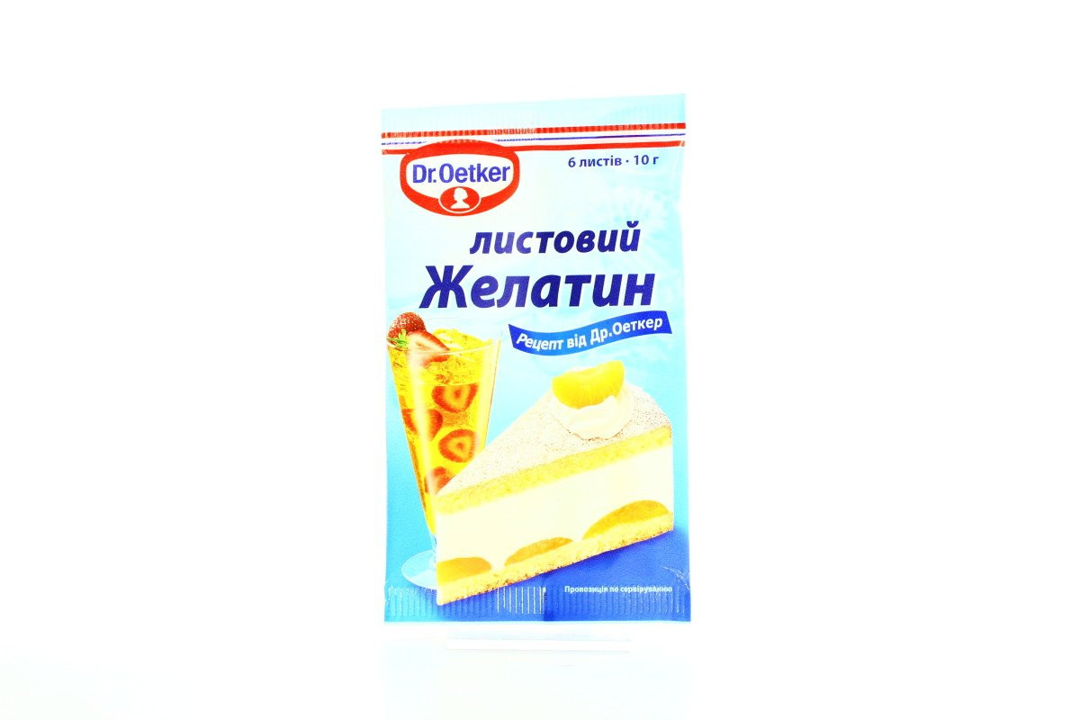 Желатин листовий Dr. Oetker (6 аркушів — 10 г), фото 1