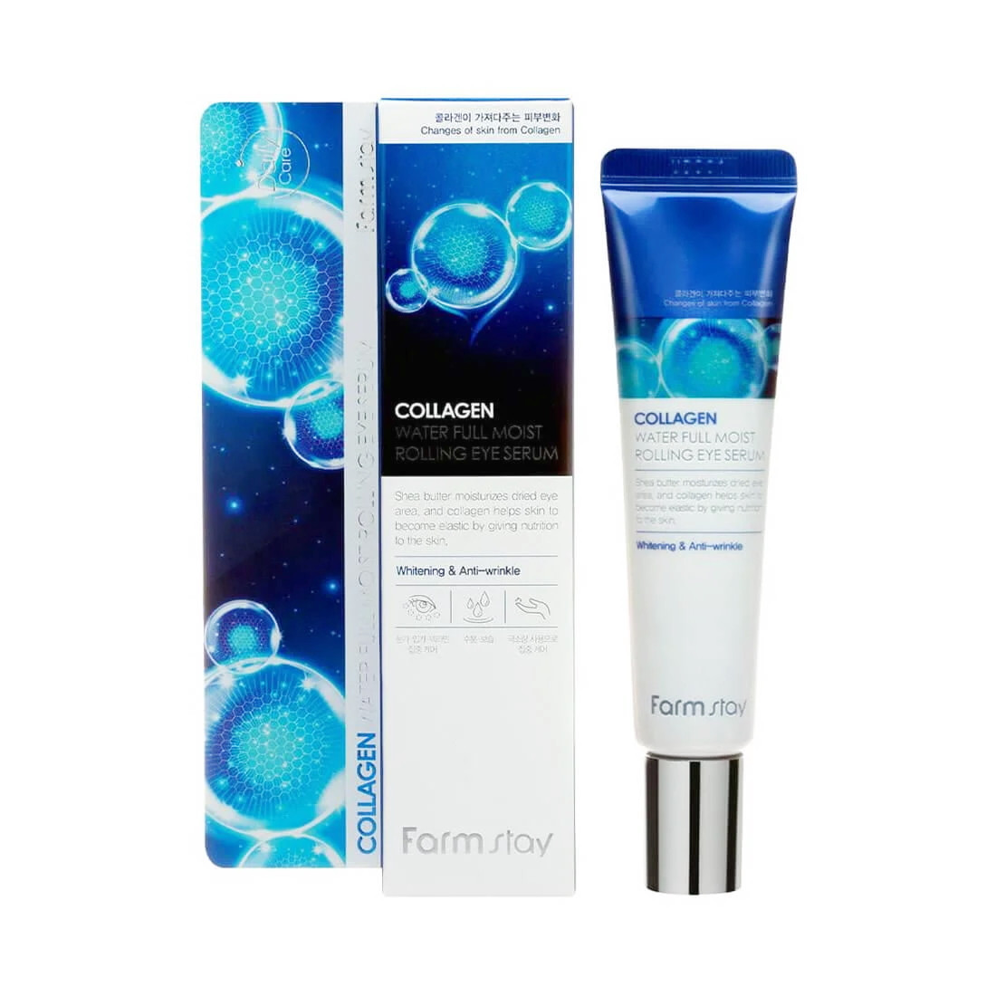 Зволожуючий крем-сироватка для очей з колагеном Farmstay Collagen Water Full Moist Rolling Eye Serum 25 мл, фото 1