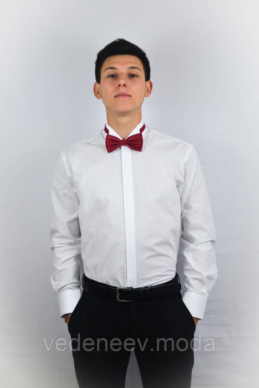 Чоловіча класична сорочка білого кольору під метелика, фото 1