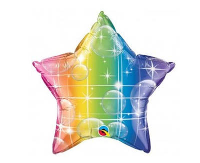 Q  20"  Rainbow Star Foil Balloon - Unpkg. Куля повітряна фольгована Райдужна зірка