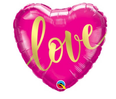 Q 18" Love Gold Script Foil Balloon - Pkg. Куля повітряна фольгована Серце, В УП 14 лютого