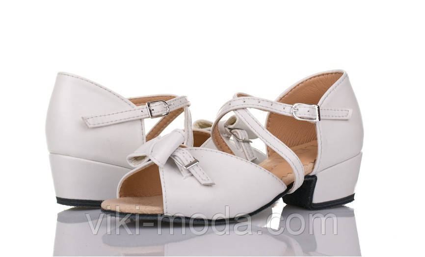Туфлі для танців блок-каблук, "Анна" біла шкіра, фото 1