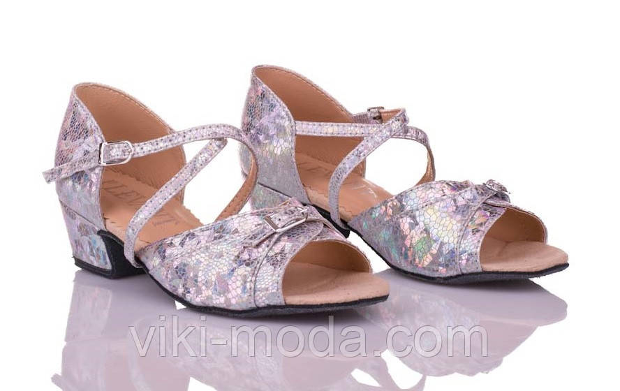 Туфлі для танців, блок "Вікторія" Біфлекс-веселка срібло (Голограма)