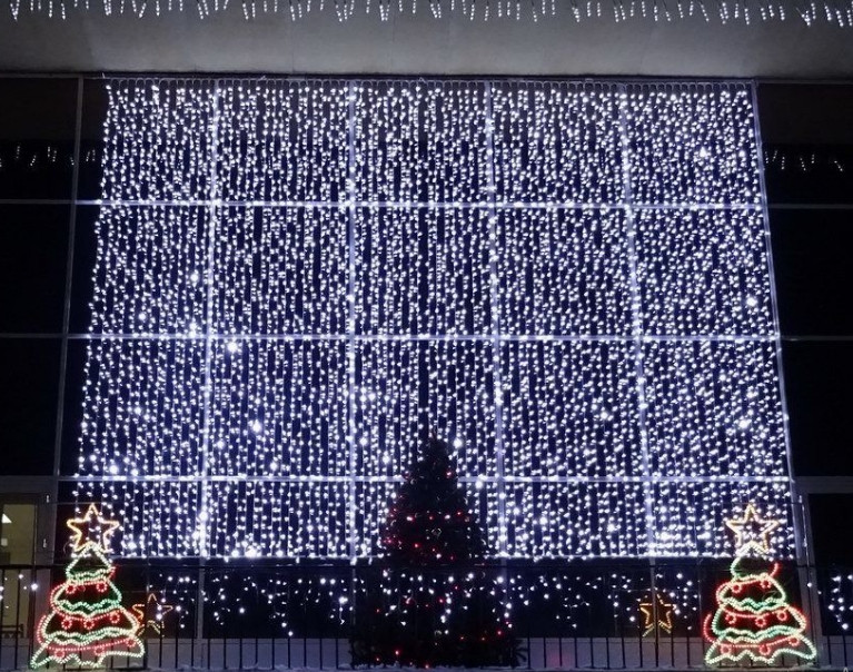 Гірлянда штора завіса Водоспад 3х3 м 280 LED велика лампа 3D (білий шнур, з перехідником) Білий, фото 1