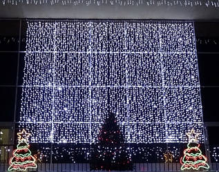 Гірлянда штора завіса Водоспад 3х3 м 280 LED велика лампа 3D (білий шнур, з перехідником) Білий