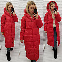 Зимняя куртка пуховик Oversize, артикул 521, цвет красный