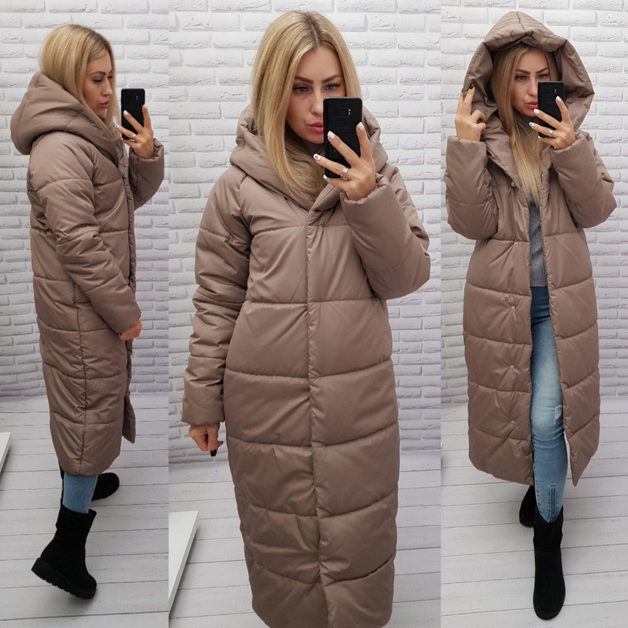 Зимова куртка пуховик Oversize, артикул 521, колір кави.