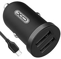 Автомобильное зарядное устройство XO TZ08 2 USB 2.1A + кабель Type C Black