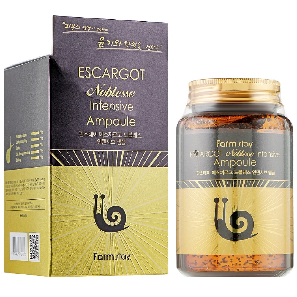 Ампульна сироватка для обличчя з екстрактом равлика Farmstay Escargot Noblesse intensive Ampoule 250 мл