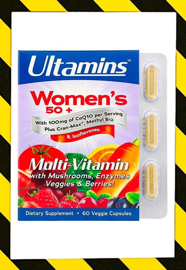 Ultamins, Мультивітамінний комплекс для жінок після 50 з CoQ10,грибами, феферментами,овощами та ягодами,60 капсул