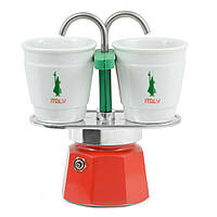 Подарунковий набір Bialetti Set Italy: гейзерна кавоварка Mini Express (2 cup) + 2 кавових чашки
