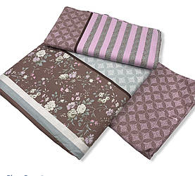 Двоспальний комплект (Ранфорс) | Комплект постільної білизни "Мілкі квіти та візерунки"| Простирадло 177×217 см