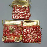 Подарочный мешочек из органзы с рисунком красный