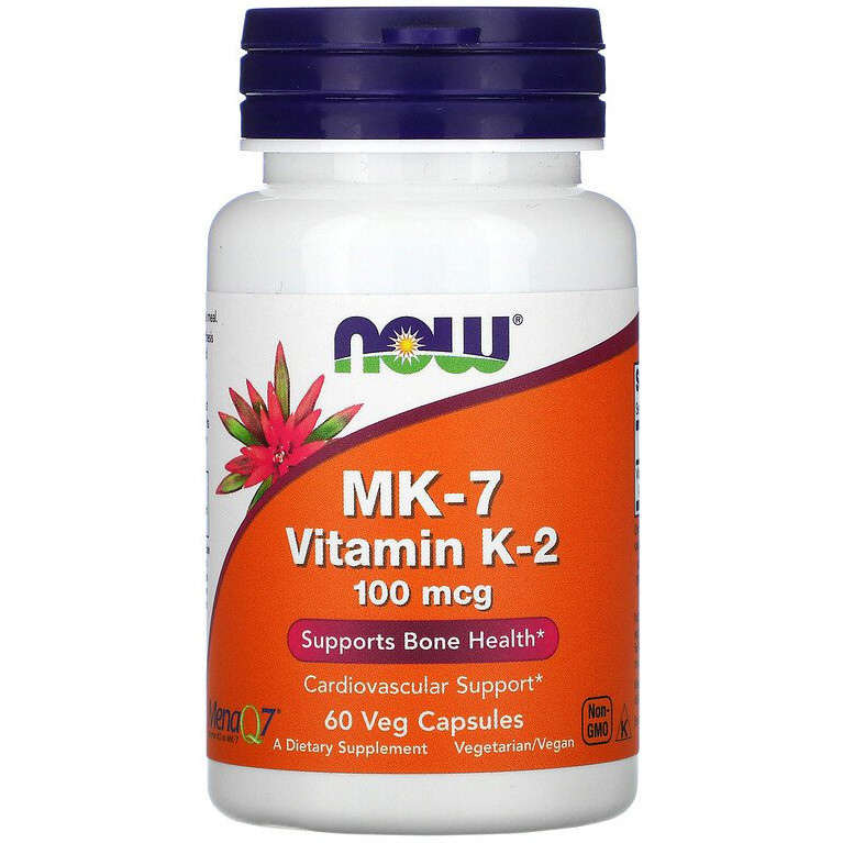 Вітамін К2 у формі менахинона-7 NOW Foods "MK-7 Vitamin K-2" 100 мкг (60 капсул)
