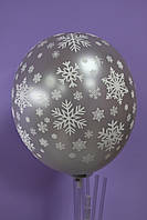 Гелієва кулька латексний з малюнком сніжинки