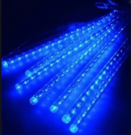Гірлянда світлодіодні бурульки 8 шт. 50 см (прозорий шнур) Синя