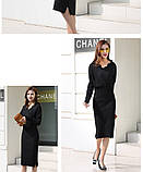 Сукня жіноча елегантна чорна з трикотажу, тепла, фото 6