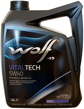 Олива моторна WOLF 5W40 VITALTECH 4 л