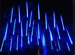 Світлодіодні бурульки 8 шт 50 см прозорий шнур гірлянда Синя, фото 3